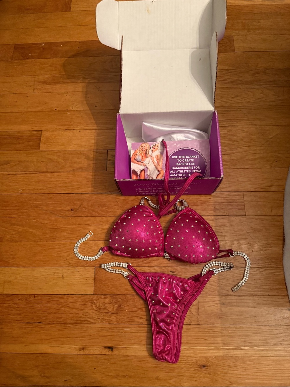 Fuchsia Rhinestone Angel Competition Bikini Set